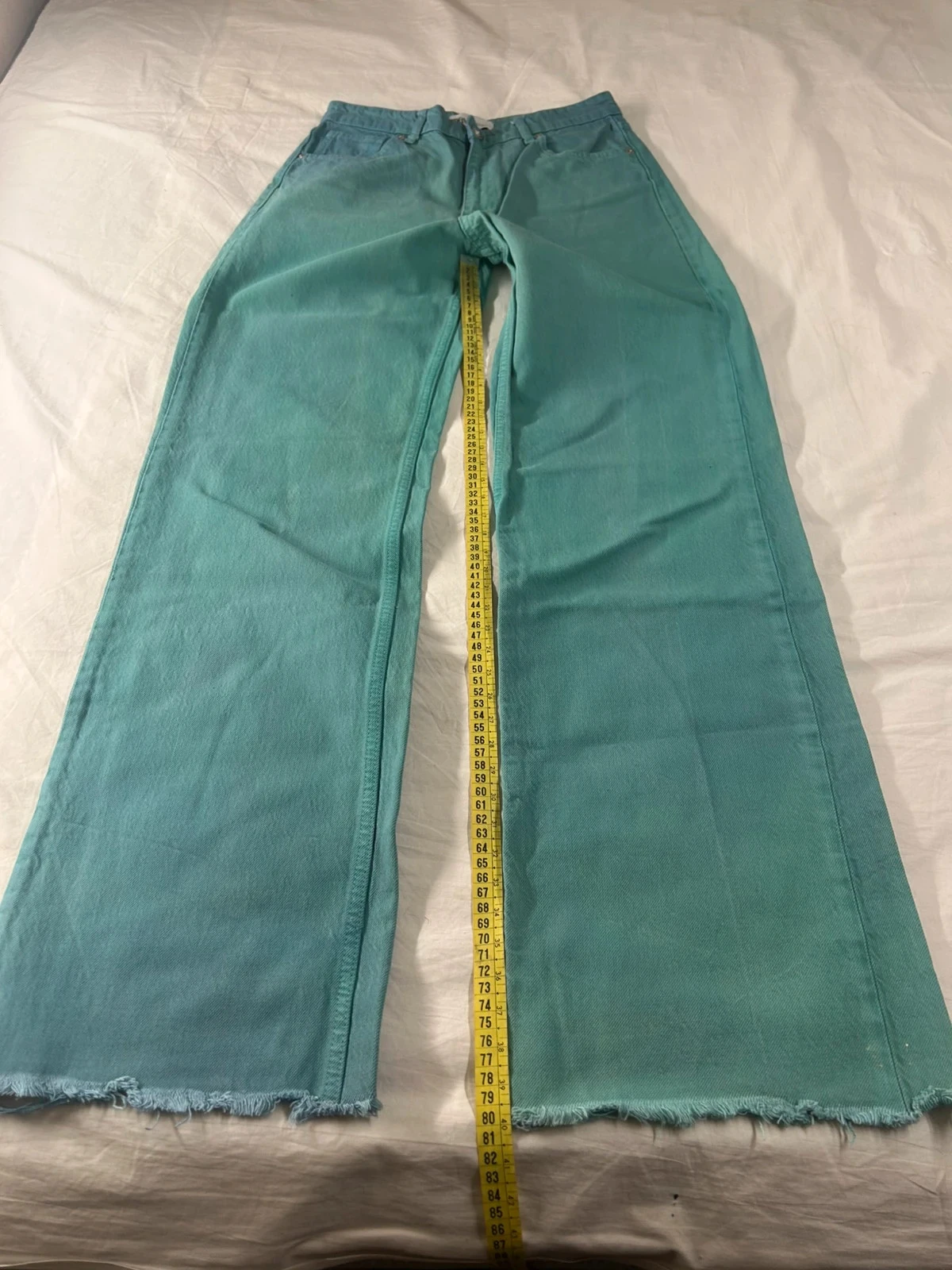 Zara blue green flared wide leg jeans size 38 vintage – photo 5